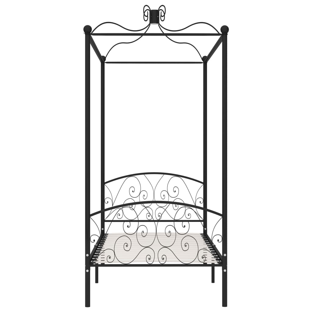 vidaXL Bed Frame | Black | Metal, Plywood | Single | Classic/Traditional