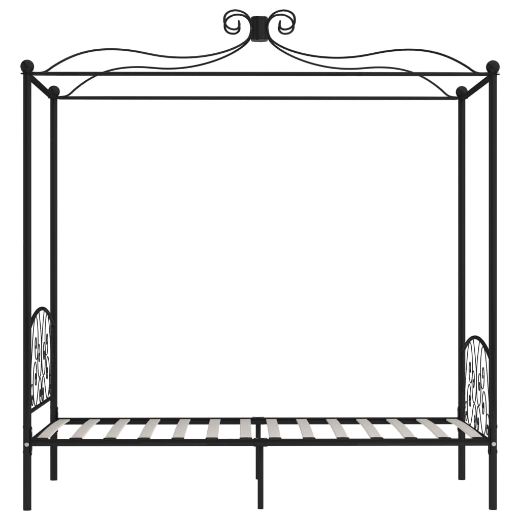 vidaXL Bed Frame | Black | Metal, Plywood | Single | Classic/Traditional