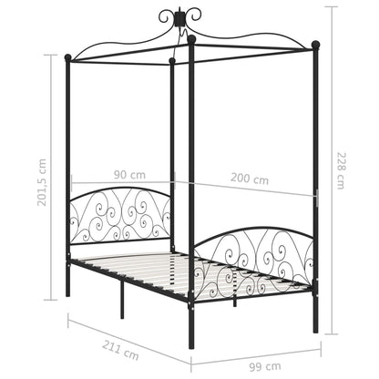 vidaXL Bed Frame | Black | Metal, Plywood | Single | Classic/Traditional