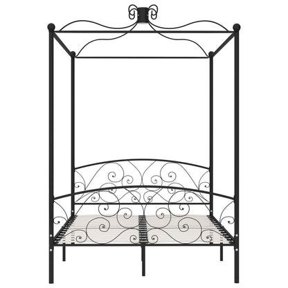 284476 vidaXL Canopy Bed Frame without Mattress Black Metal 120x200 cm