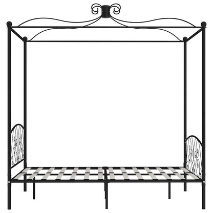 vidaXL Canopy Bed Frame without Mattress Black Metal 120x200 cm
