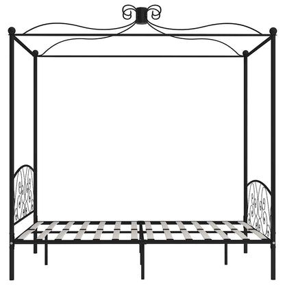 284479 vidaXL Canopy Bed Frame without Mattress Black Metal 180x200 cm Super King
