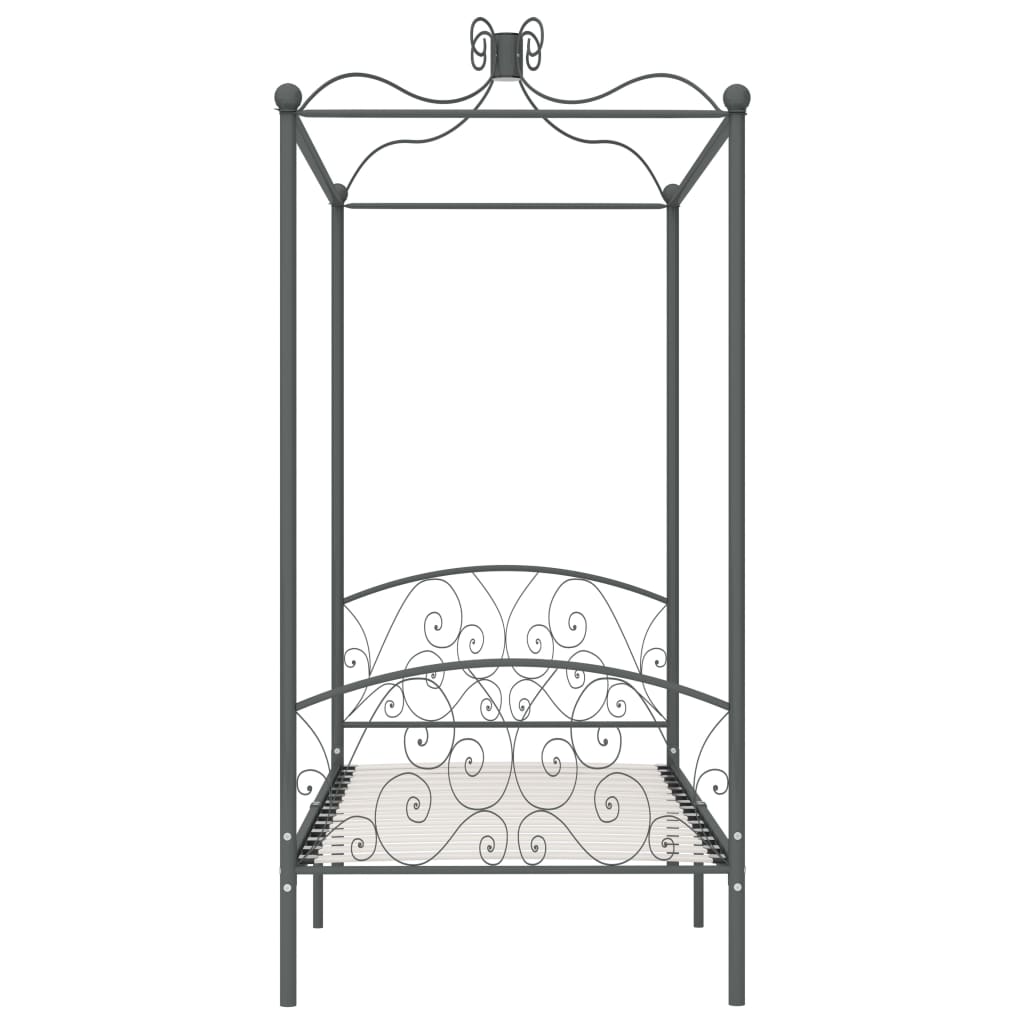 vidaXL Bed Frame | Grey | Metal | 90x200 cm | Classic/Traditional | Bed Frame