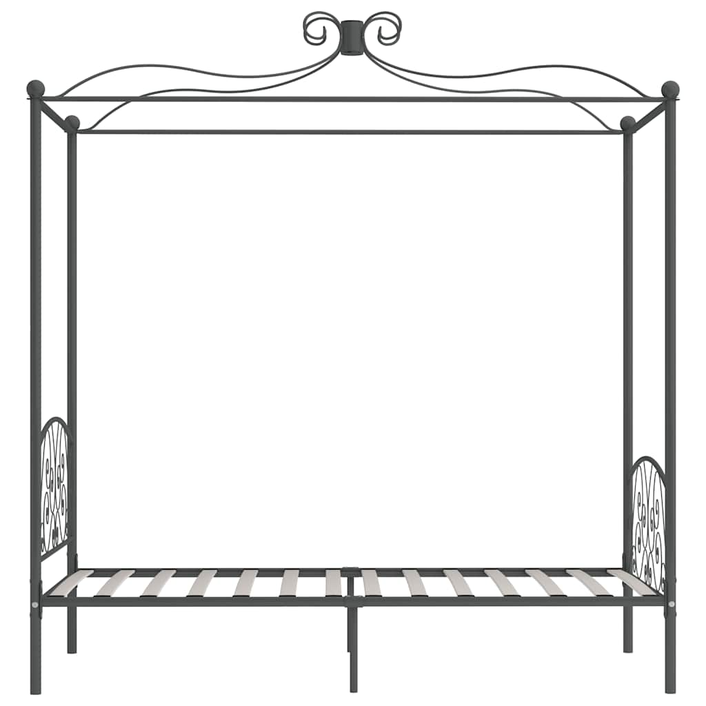 vidaXL Canopy Bed Frame without Mattress Grey Metal 90x200 cm