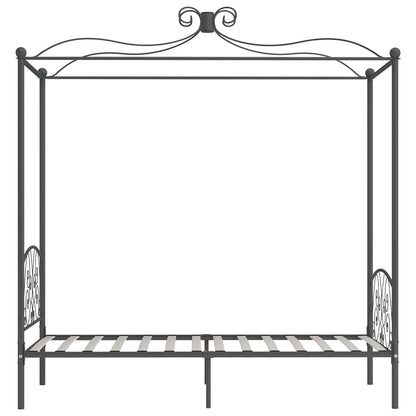 vidaXL Canopy Bed Frame without Mattress Grey Metal 90x200 cm
