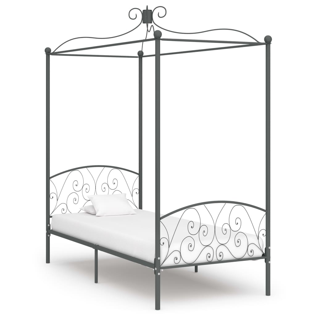 vidaXL Bed Frame | Grey | Metal, Plywood | Single | Bed Frame | Rectangular