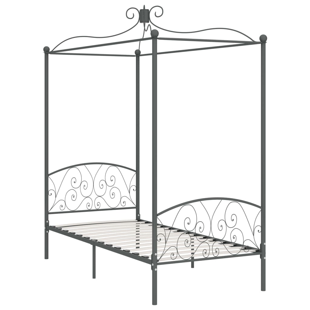 vidaXL Bed Frame | Grey | Metal, Plywood | Single | Bed Frame | Rectangular