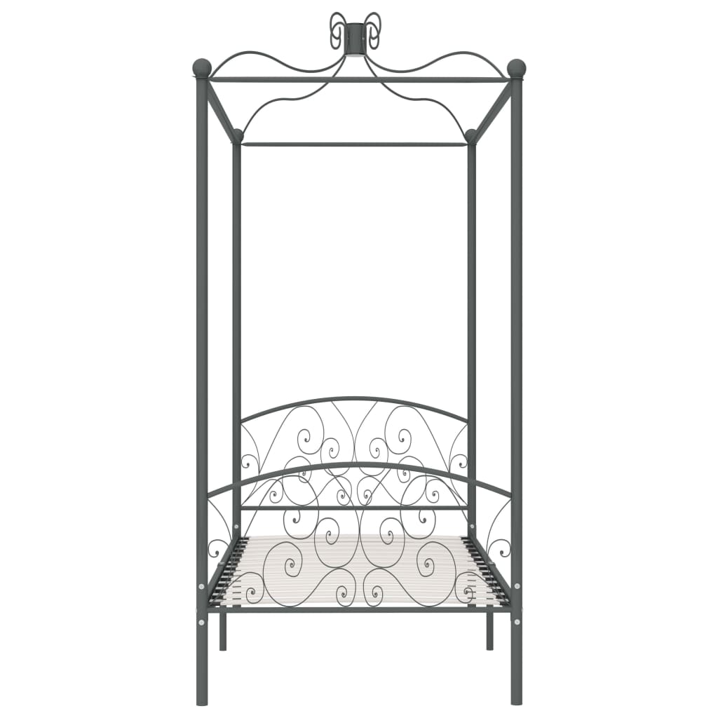 vidaXL Bed Frame | Grey | Metal, Plywood | Single | Bed Frame | Rectangular