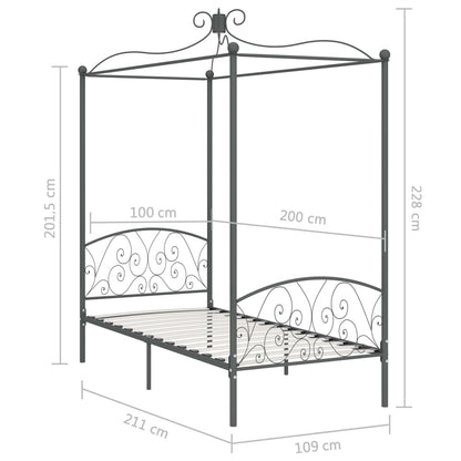vidaXL Bed Frame | Grey | Metal, Plywood | Single | Bed Frame | Rectangular