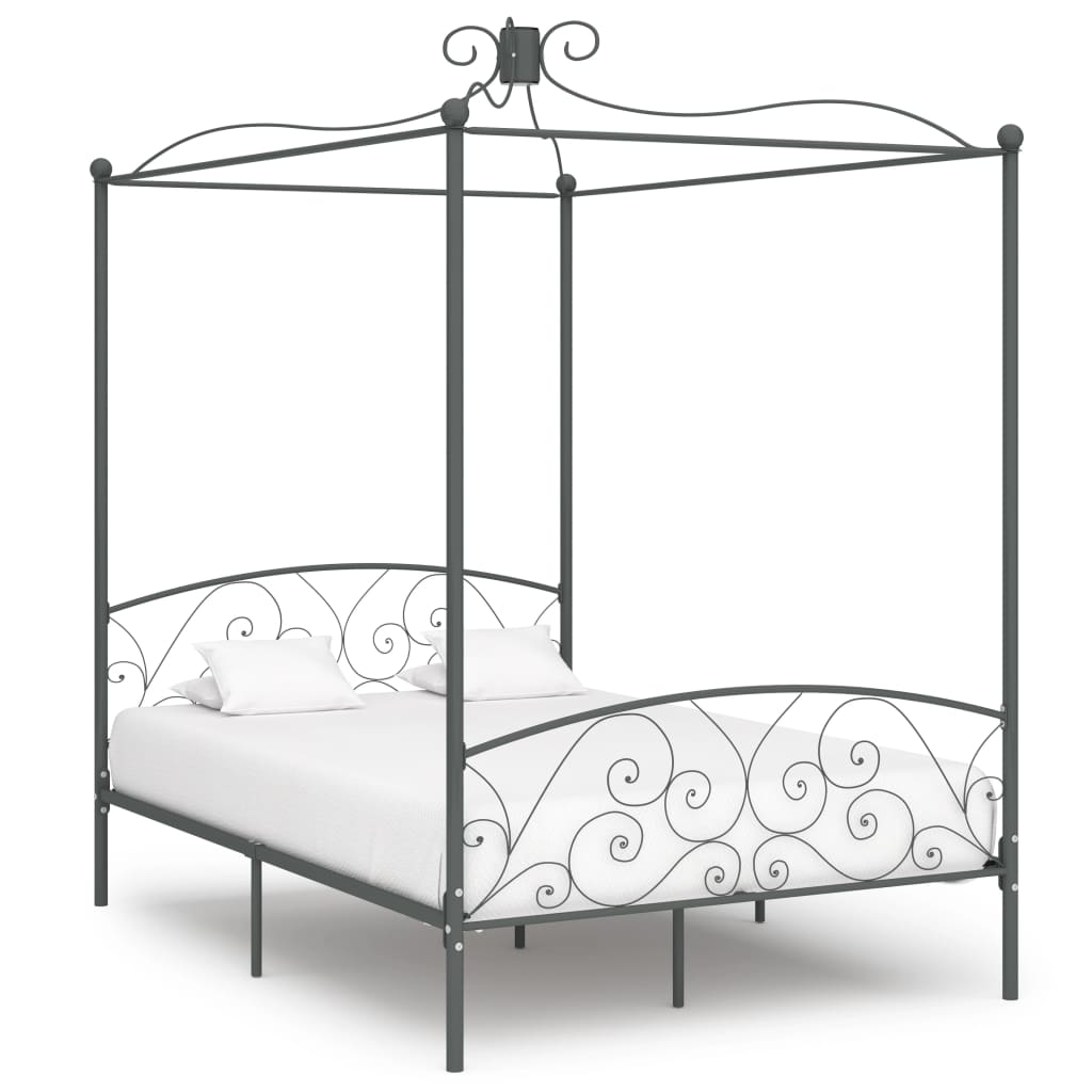 vidaXL Bed Frame | Grey | Metal | Double |  Appealing Design  | Bed Frame