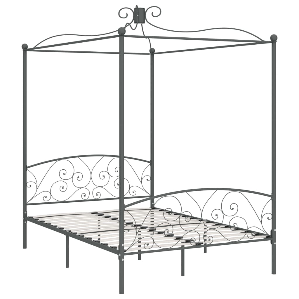 vidaXL Bed Frame | Grey | Metal | Double |  Appealing Design  | Bed Frame