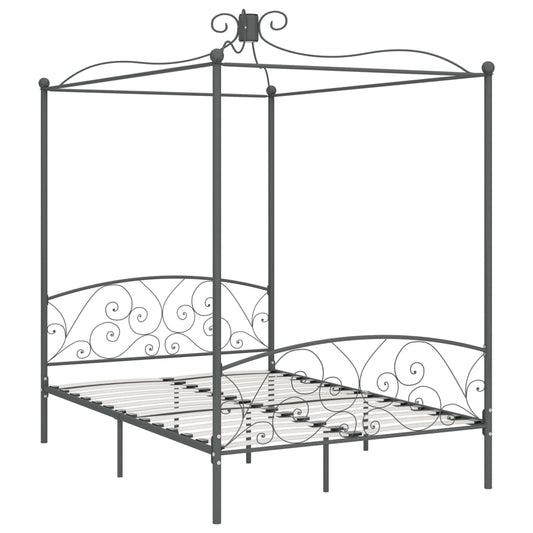 284482 vidaXL Canopy Bed Frame without Mattress Grey Metal 120x200 cm