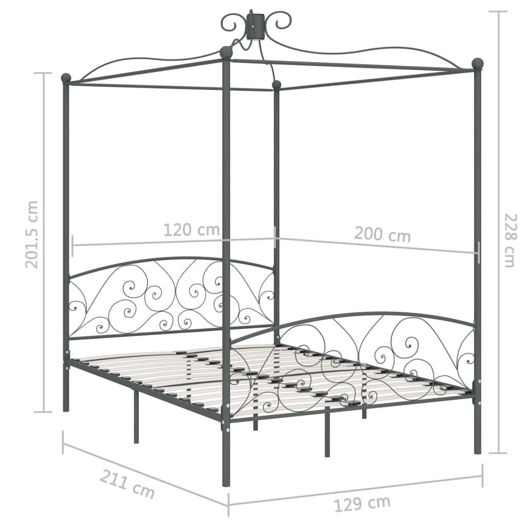 vidaXL Bed Frame | Grey | Metal | Double |  Appealing Design  | Bed Frame