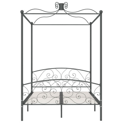 284483 vidaXL Canopy Bed Frame without Mattress Grey Metal 140x200 cm