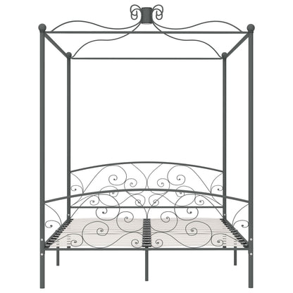 284484 vidaXL Canopy Bed Frame without Mattress Grey Metal 160x200 cm