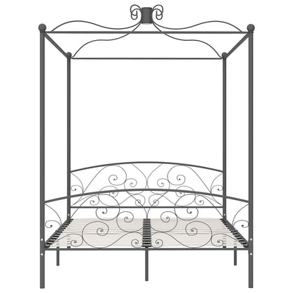 284485 vidaXL Canopy Bed Frame without Mattress Grey Metal 180x200 cm Super King