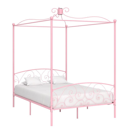 284488 vidaXL Canopy Bed Frame without Mattress Pink Metal 120x200 cm