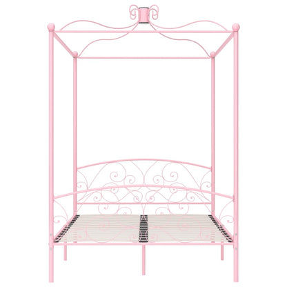 284488 vidaXL Canopy Bed Frame without Mattress Pink Metal 120x200 cm
