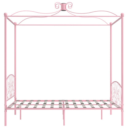 284488 vidaXL Canopy Bed Frame without Mattress Pink Metal 120x200 cm