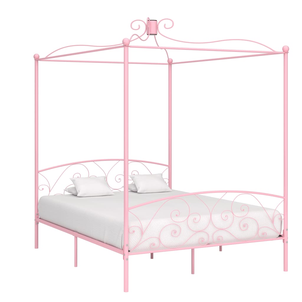 vidaXL Bed Frame | Pink | Metal | Super King | Decorative Inlays | Bed Frame