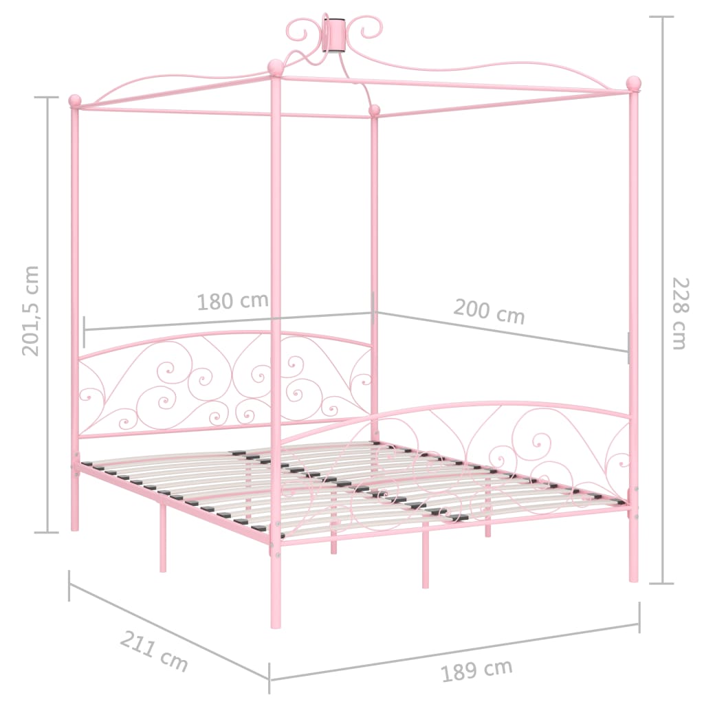 vidaXL Bed Frame | Pink | Metal | Super King | Decorative Inlays | Bed Frame