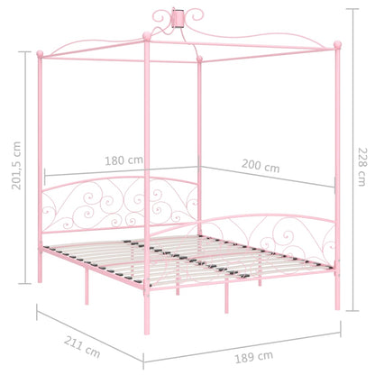 vidaXL Bed Frame | Pink | Metal | Super King | Decorative Inlays | Bed Frame