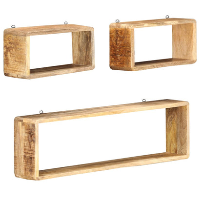 vidaXL 3 Piece Wall Cube Shelf Set Soild Mango Wood