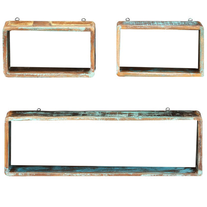 vidaXL 3 Piece Wall Cube Shelf Set Soild Reclaimed Wood