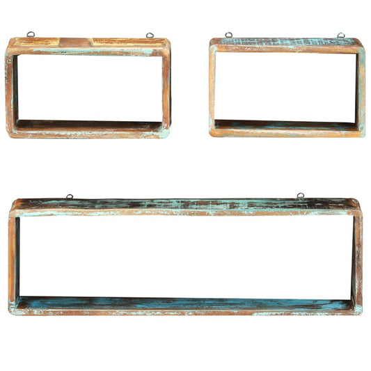 vidaXL 3 Piece Wall Cube Shelf Set Soild Reclaimed Wood