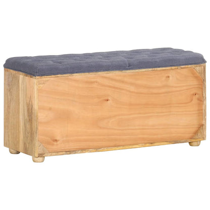 vidaXL Hall Bench | Natural wood, Grey | Solid mango wood, 100% polyester fabric
