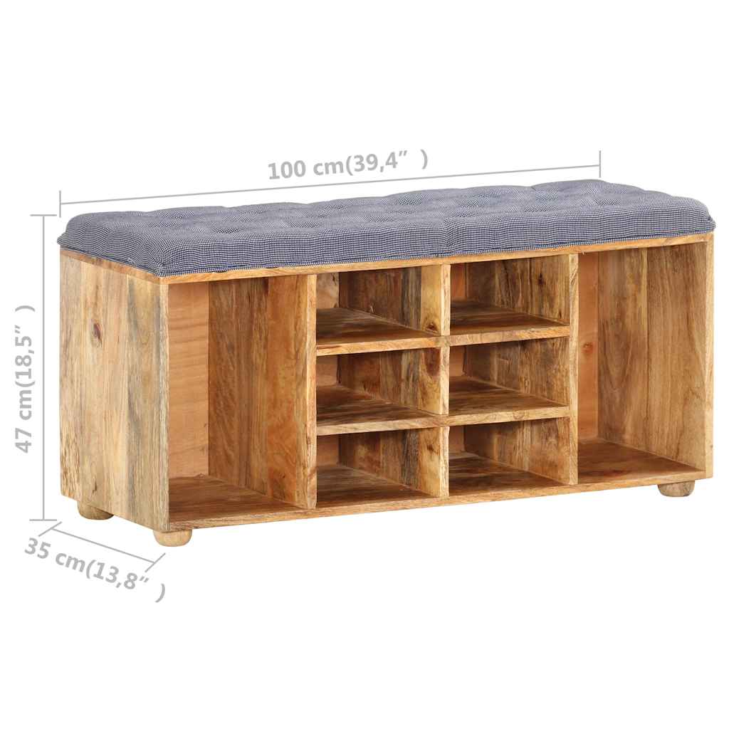 285891 vidaXL Hall Bench 100x35x47 cm Solid Mango Wood