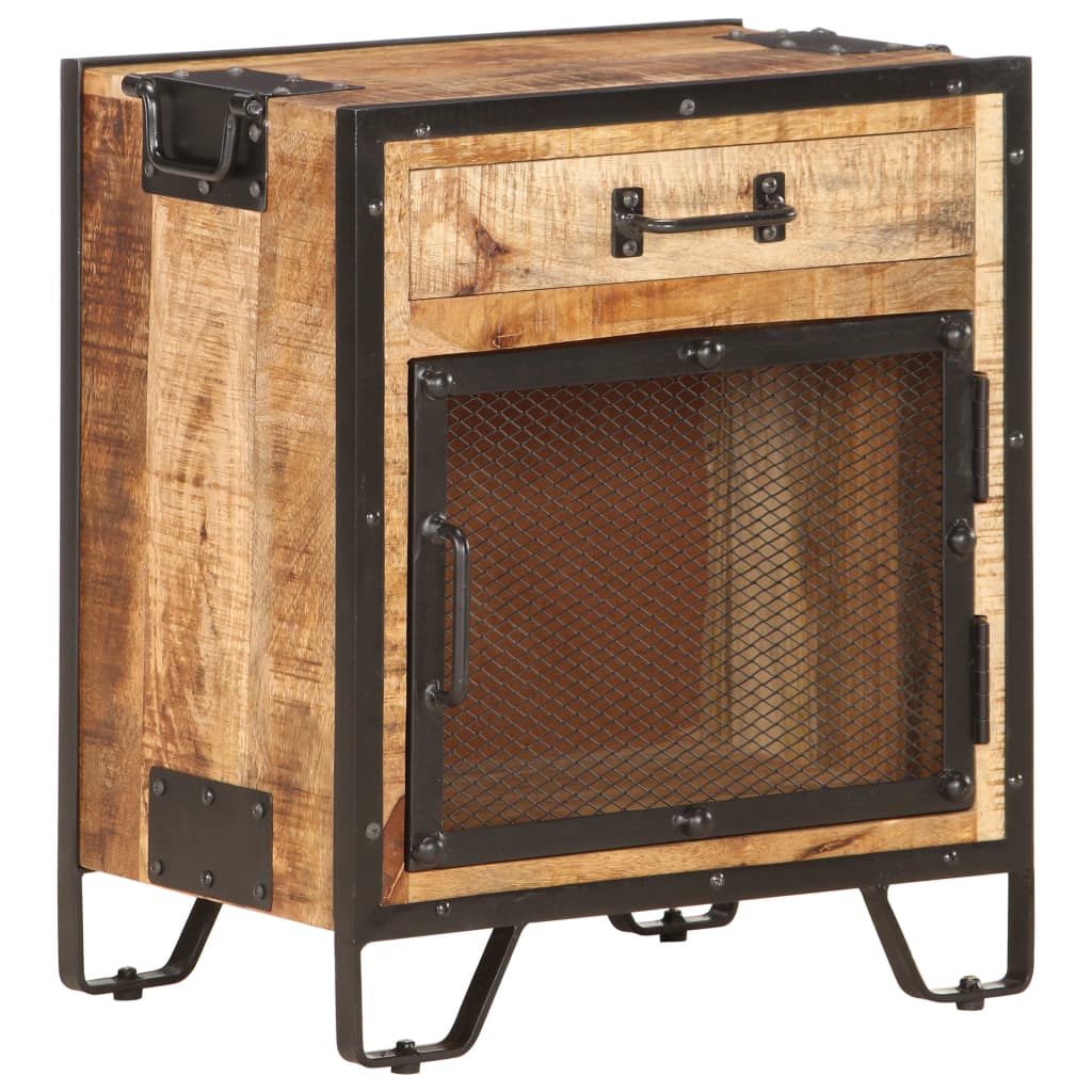 285892 vidaXL Bedside Cabinet 43x30x51 cm Solid Rough Mango Wood