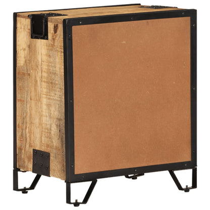 vidaXL Bedside Cabinet | Brown and Black | Solid Rough Mango Wood, Steel