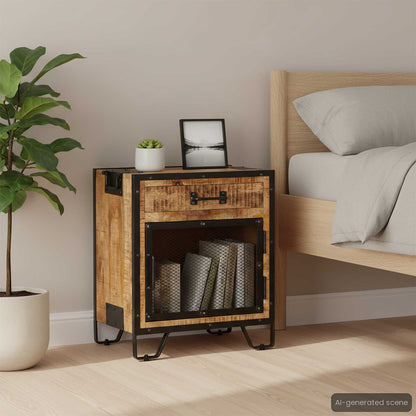 285892 vidaXL Bedside Cabinet 43x30x51 cm Solid Rough Mango Wood