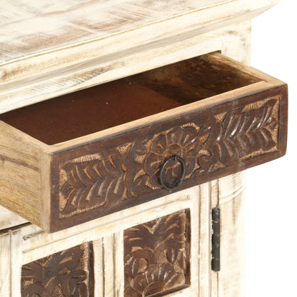 vidaXL Bedside Cabinet White 40x30x50 cm Solid Mango Wood