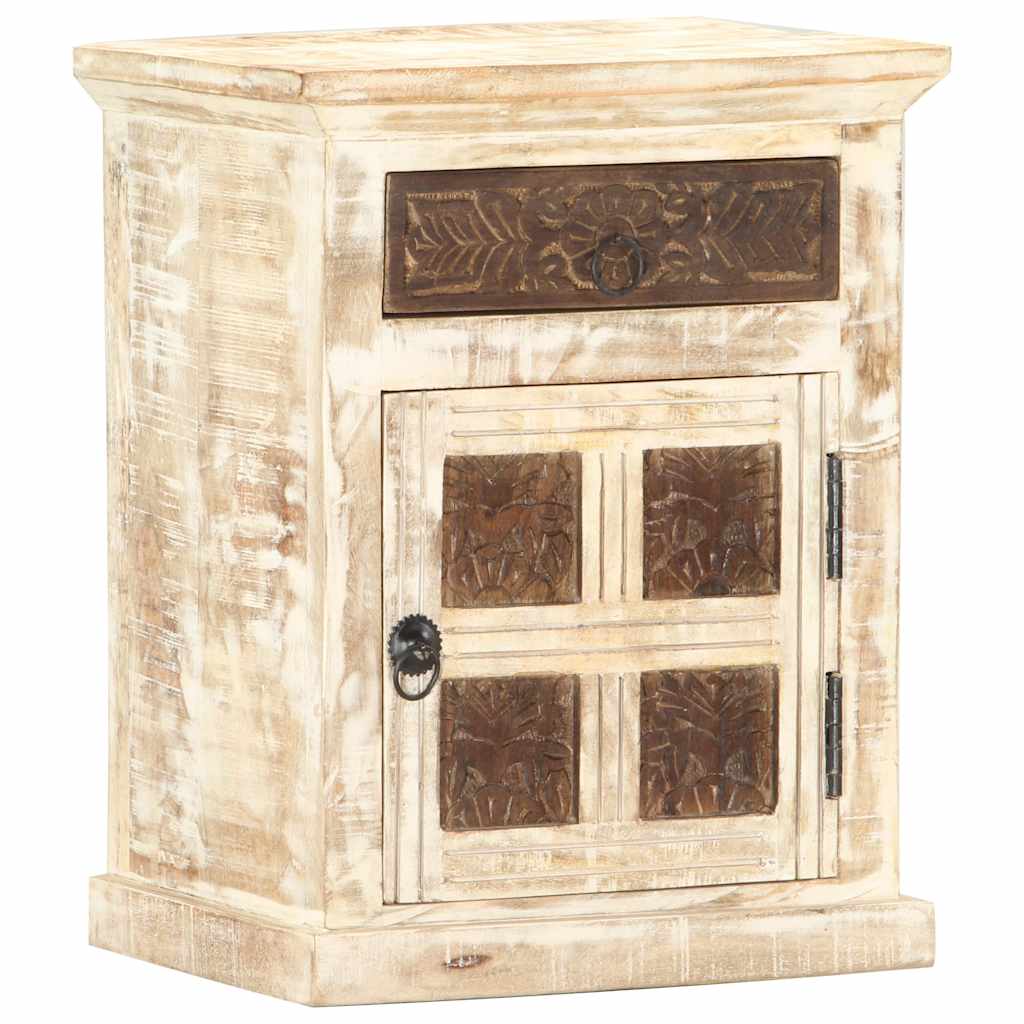 vidaXL Bedside Cabinet White 40x30x50 cm Solid Mango Wood