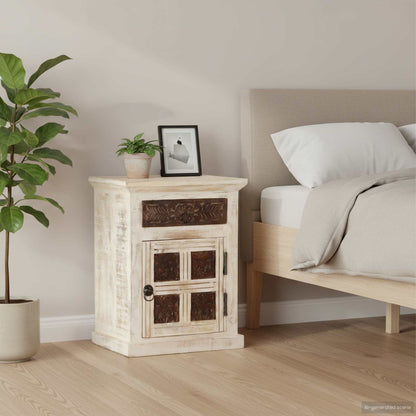 285896 vidaXL Bedside Cabinet White 40x30x50 cm Solid Mango Wood