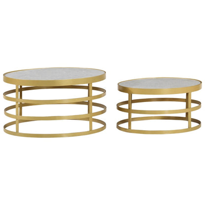 vidaXL 2 Piece Coffee Table Set Marble Brass and White