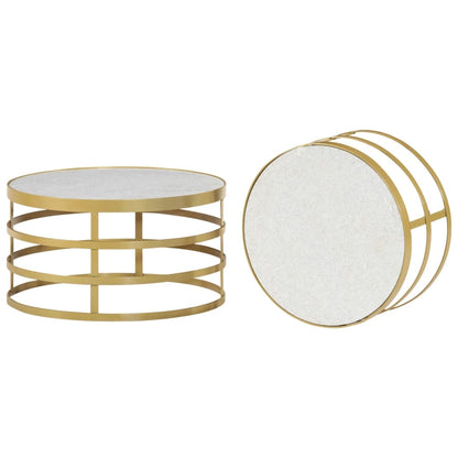vidaXL 2 Piece Coffee Table Set Marble Brass and White