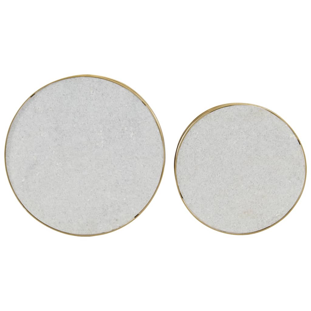 vidaXL 2 Piece Coffee Table Set Marble Brass and White