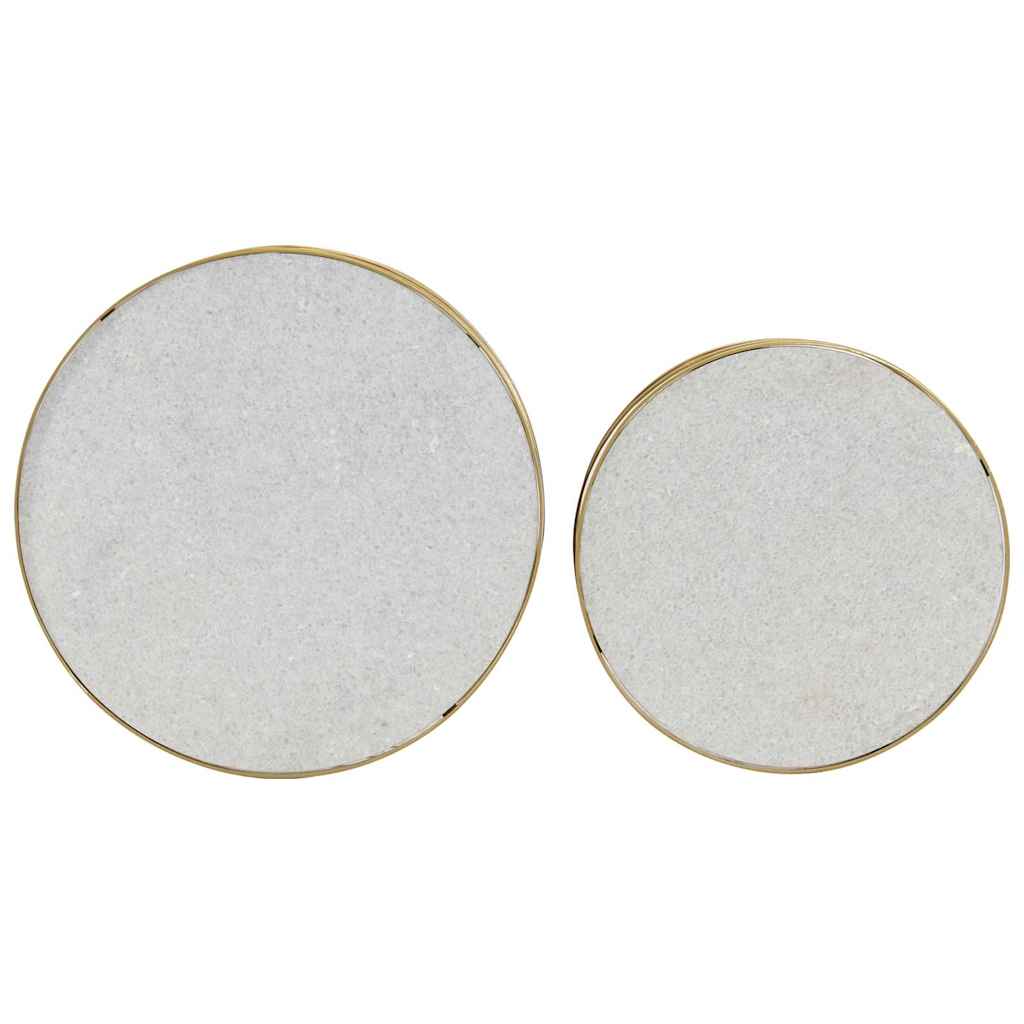 285911 vidaXL 2 Piece Coffee Table Set Marble Brass and White