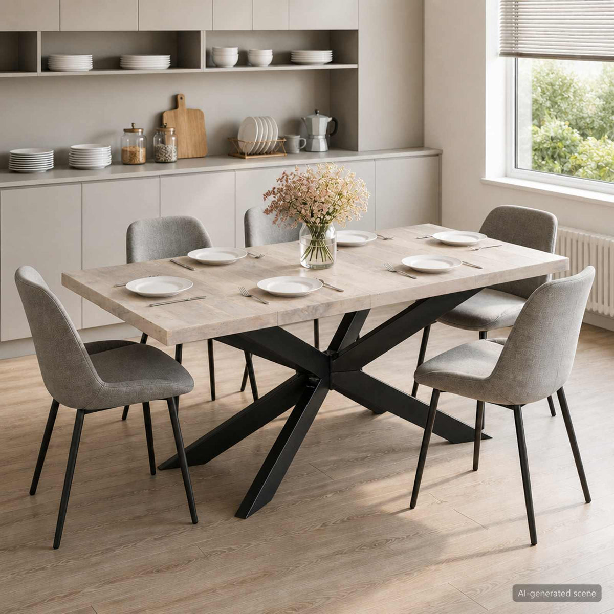 285964 vidaXL Dining Table 180x90x76 cm Solid Bleached Mango Wood