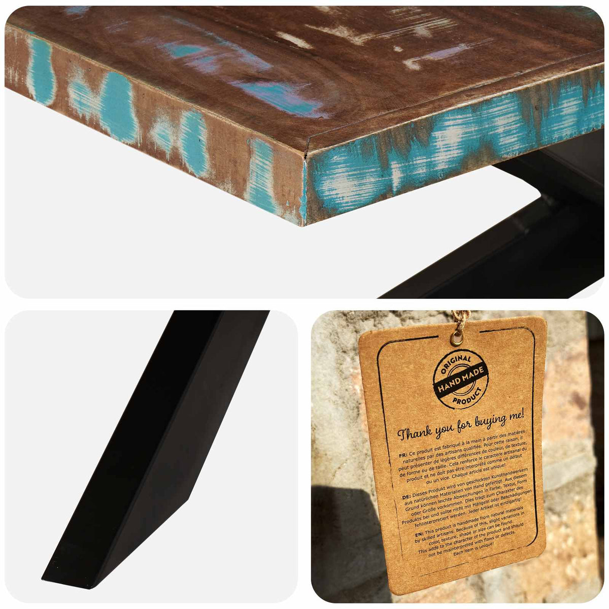 285966 vidaXL Dining Table 180x90x76 cm Solid Reclaimed Wood