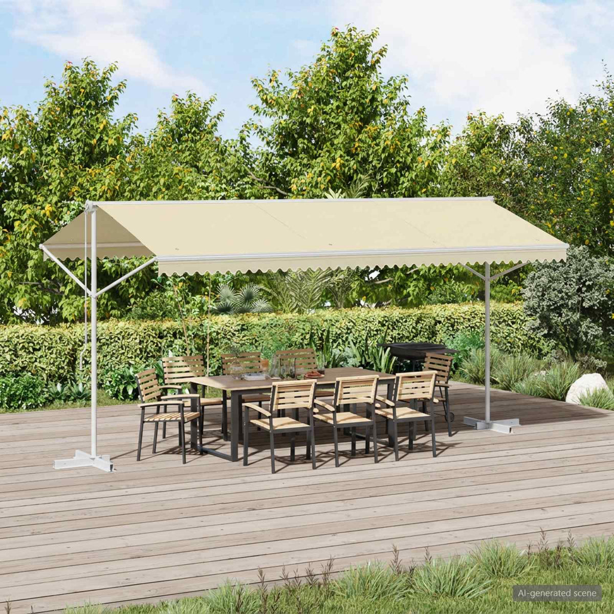145883 vidaXL Free Standing Awning 500x300 cm Cream