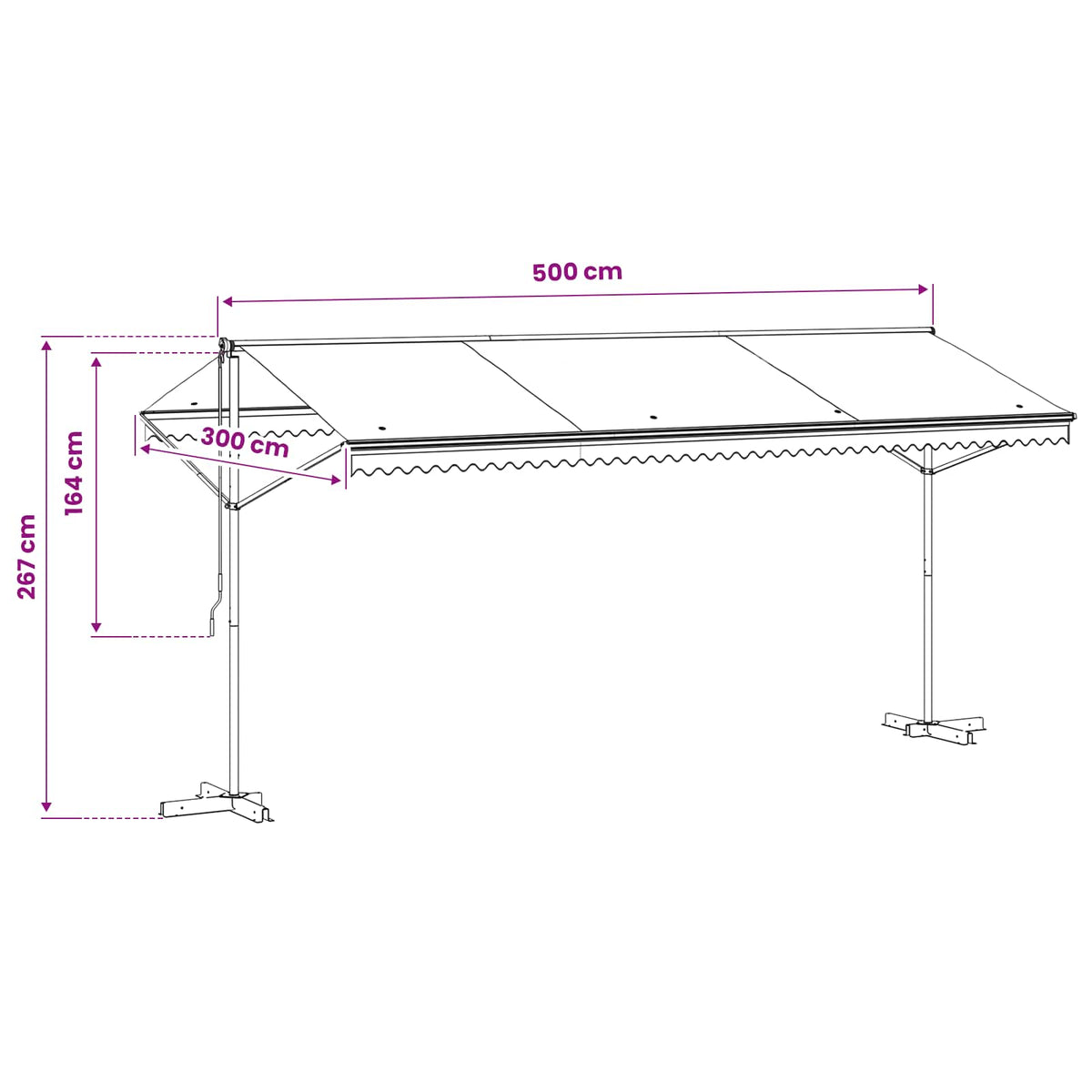 145883 vidaXL Free Standing Awning 500x300 cm Cream