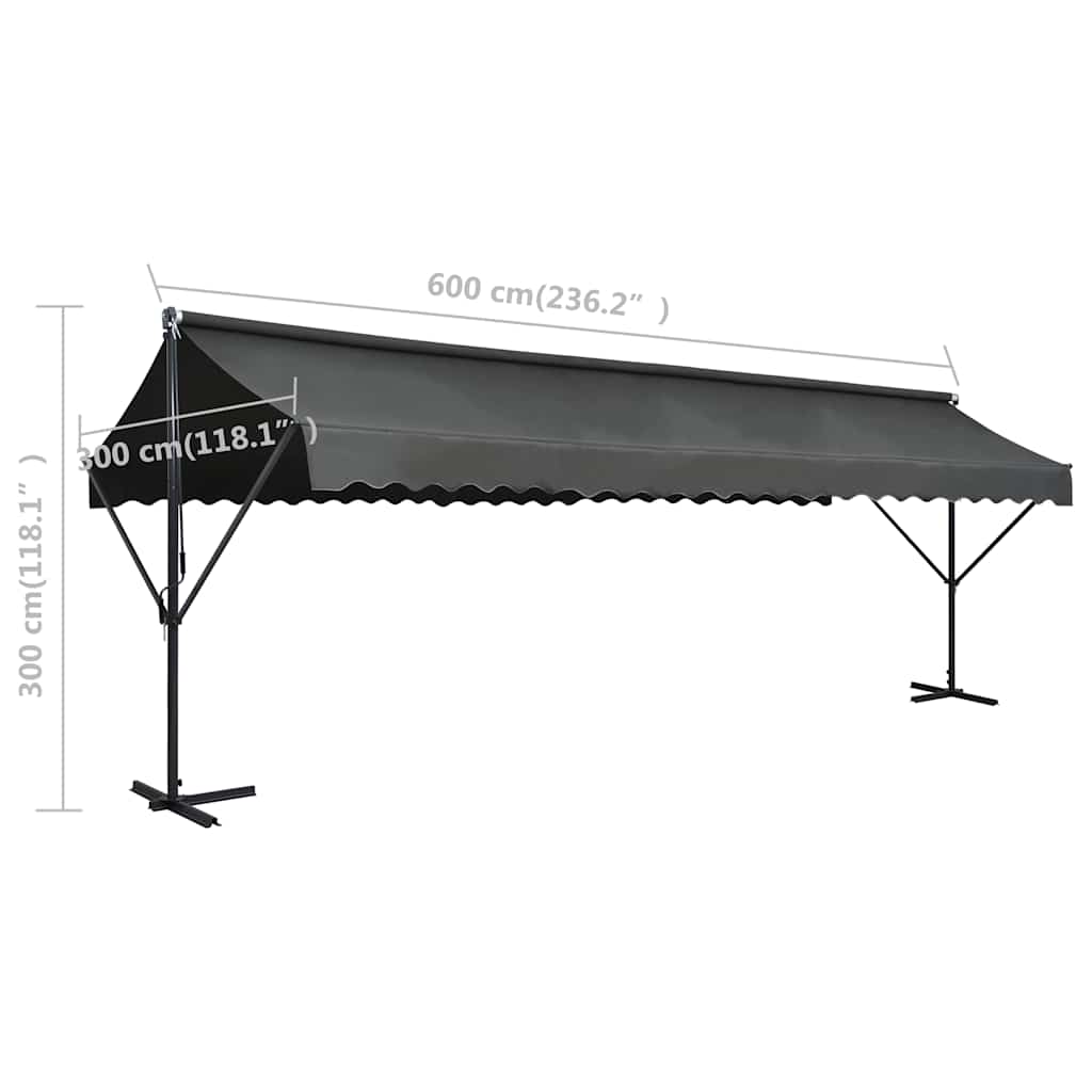 145888 vidaXL Free Standing Awning 600x300 cm Anthracite