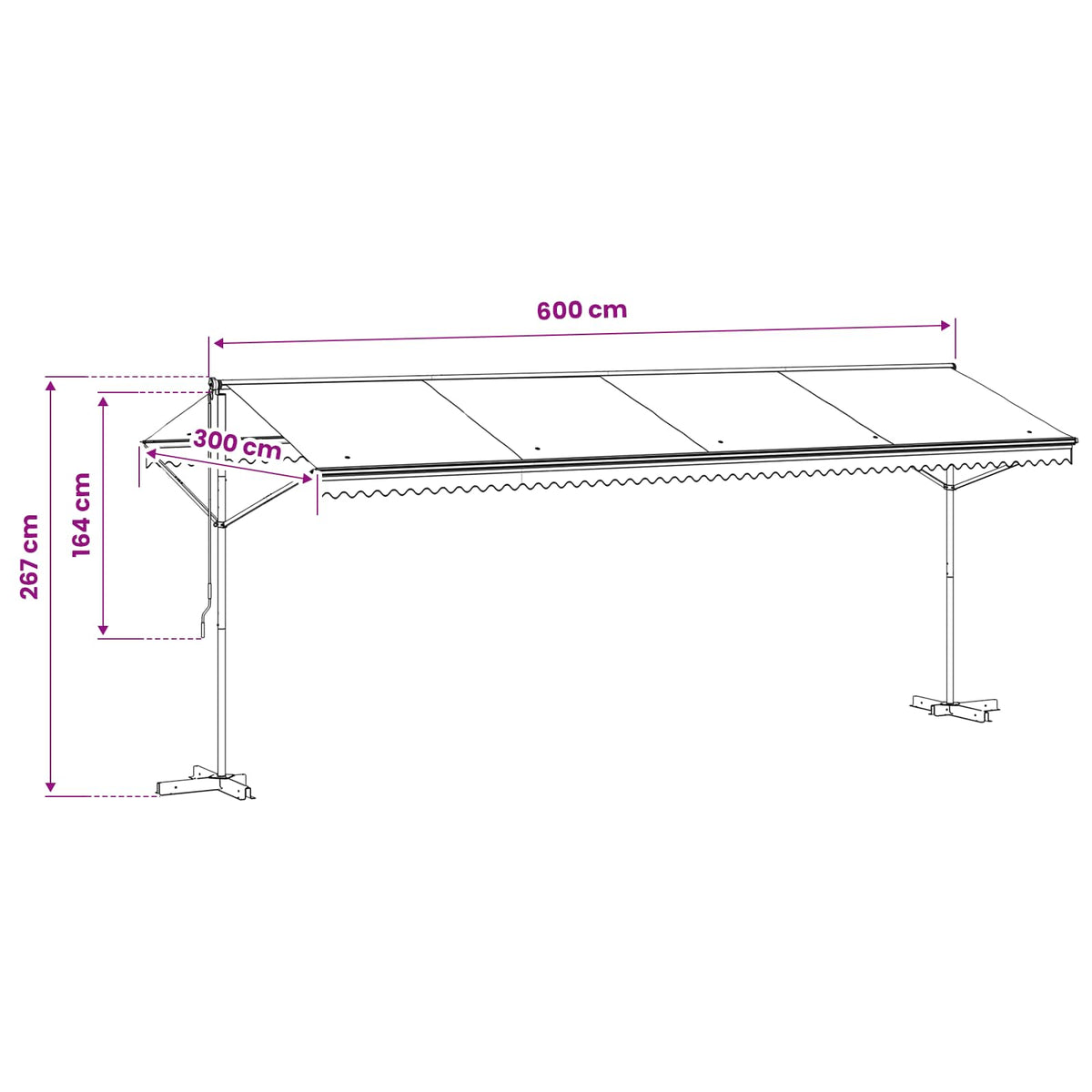 145888 vidaXL Free Standing Awning 600x300 cm Anthracite