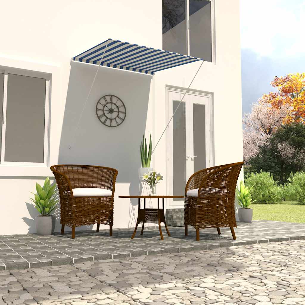 vidaXL Retractable Awning 100x150 cm Blue and White