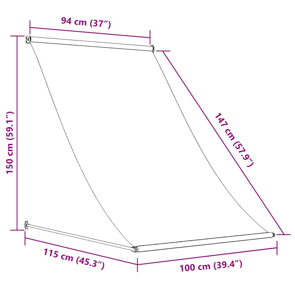 vidaXL Retractable Awning 100x150 cm Yellow and White