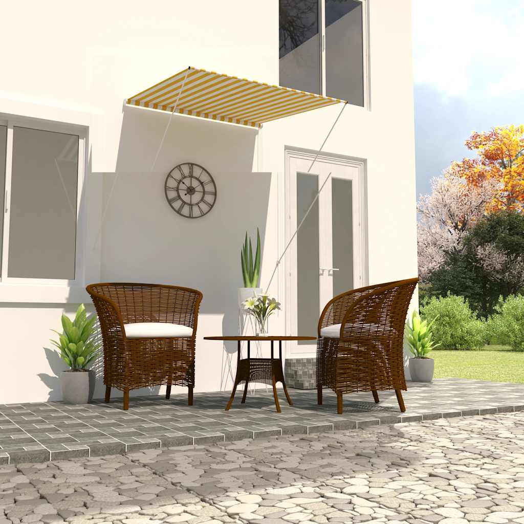 vidaXL Retractable Awning 100x150 cm Yellow and White